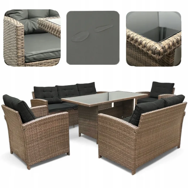 Zestaw mebli ogrodowych z technorattanu Rattana Jasny brąz