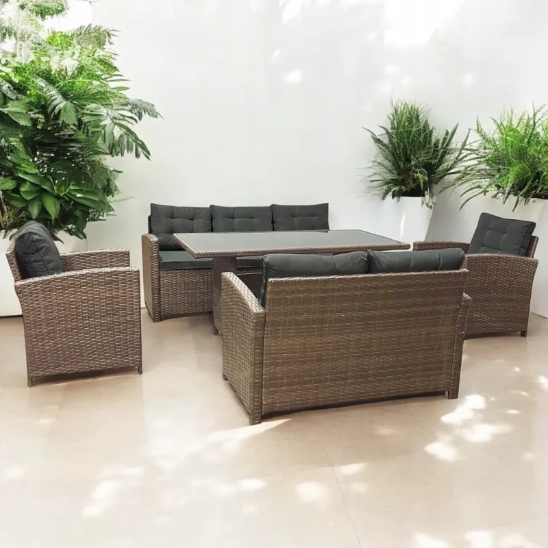 Zestaw mebli ogrodowych z technorattanu Rattana Jasny brąz