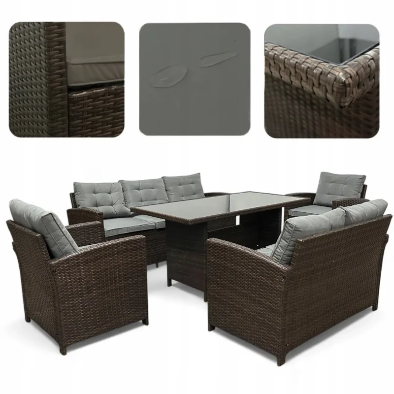 Zestaw mebli ogrodowych z technorattanu Rattana Brąz