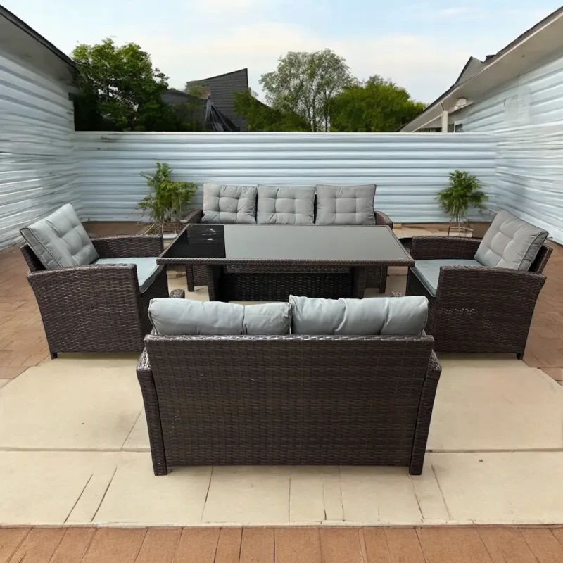 Zestaw mebli ogrodowych z technorattanu Rattana Brąz