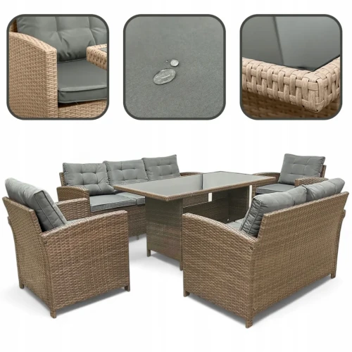 Zestaw mebli ogrodowych z technorattanu Rattana Naturalny