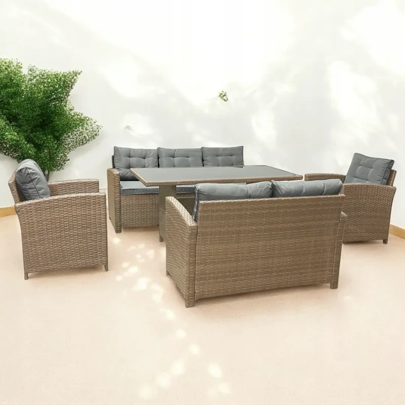 Zestaw mebli ogrodowych z technorattanu Rattana Naturalny