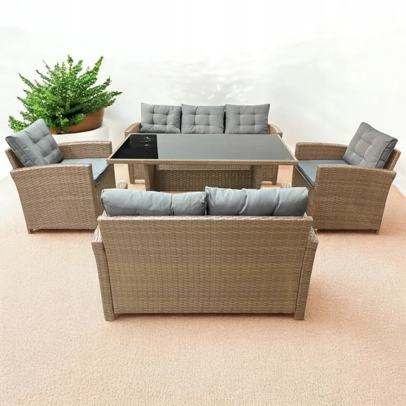 Zestaw mebli ogrodowych z technorattanu Rattana Naturalny