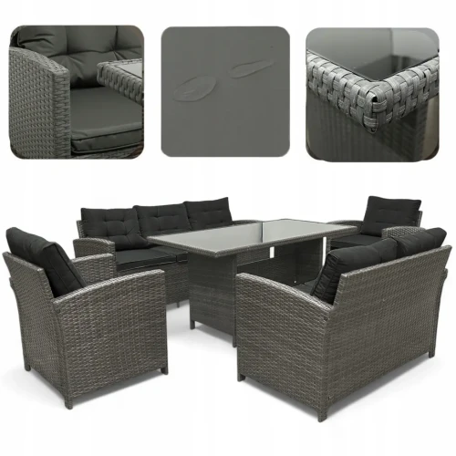 Zestaw mebli ogrodowych z technorattanu Rattana Szary