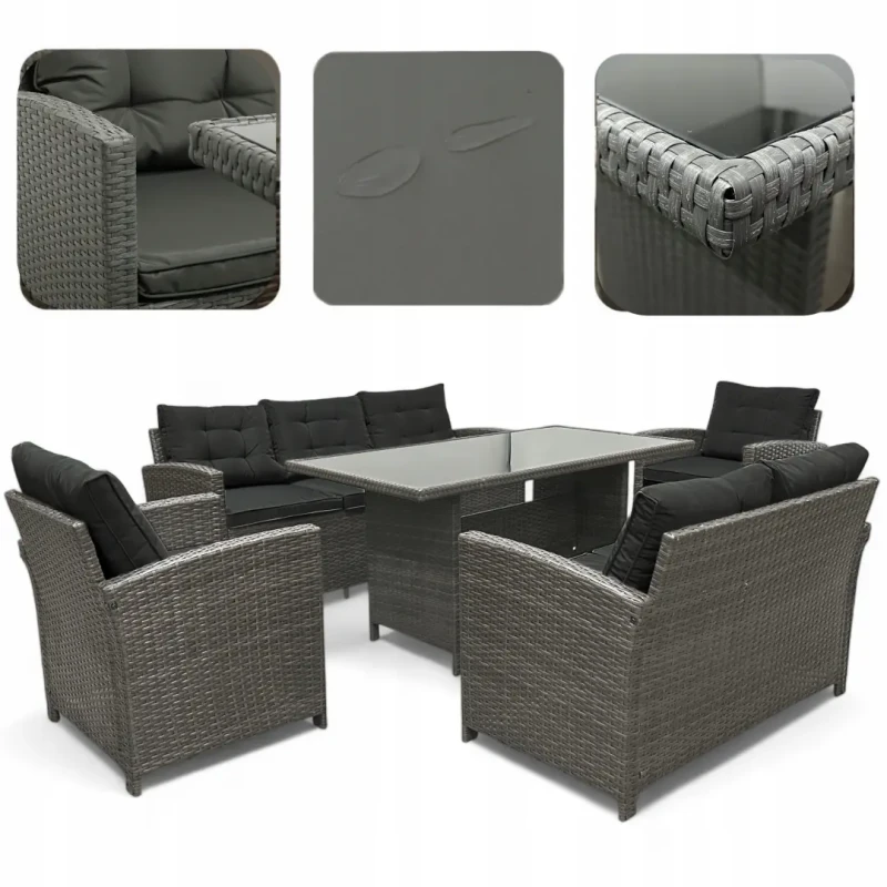 Zestaw mebli ogrodowych z technorattanu Rattana Szary