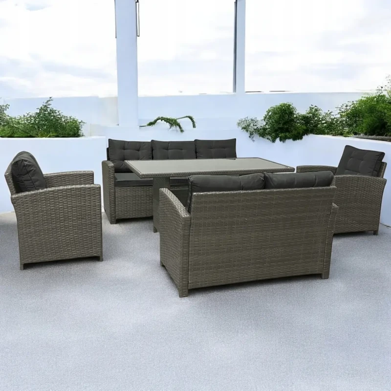 Zestaw mebli ogrodowych z technorattanu Rattana Szary