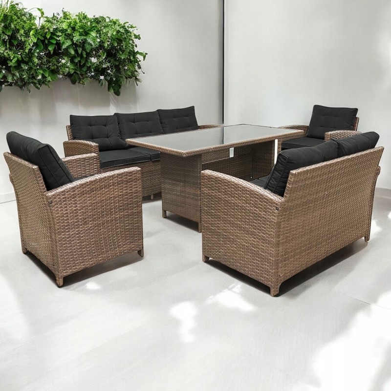 Zestaw mebli ogrodowych z technorattanu Rattana jasny brąz