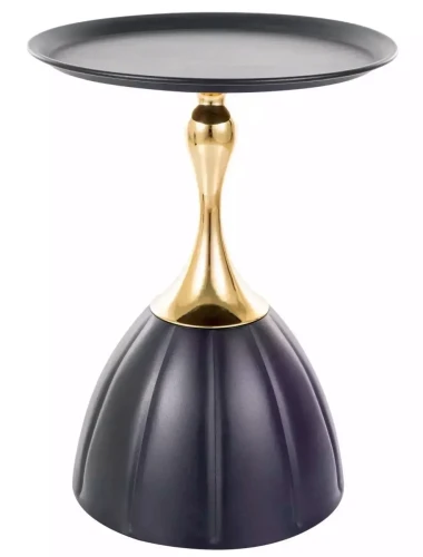 Stolik kawowy Piana okrągły do salonu 38 cm czarny/złoty