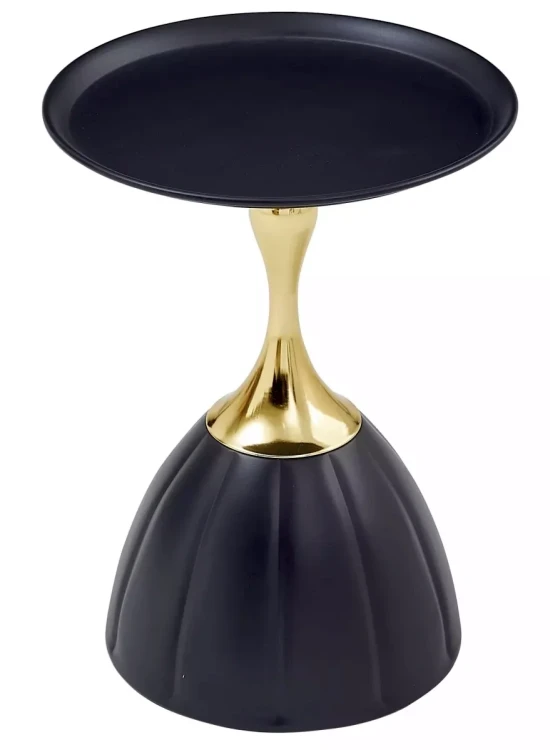 Stolik kawowy Piana okrągły do salonu 38 cm czarny/złoty