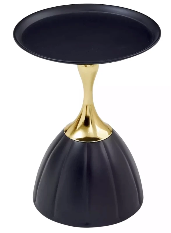 Stolik kawowy Piana okrągły do salonu 38 cm czarny/złoty