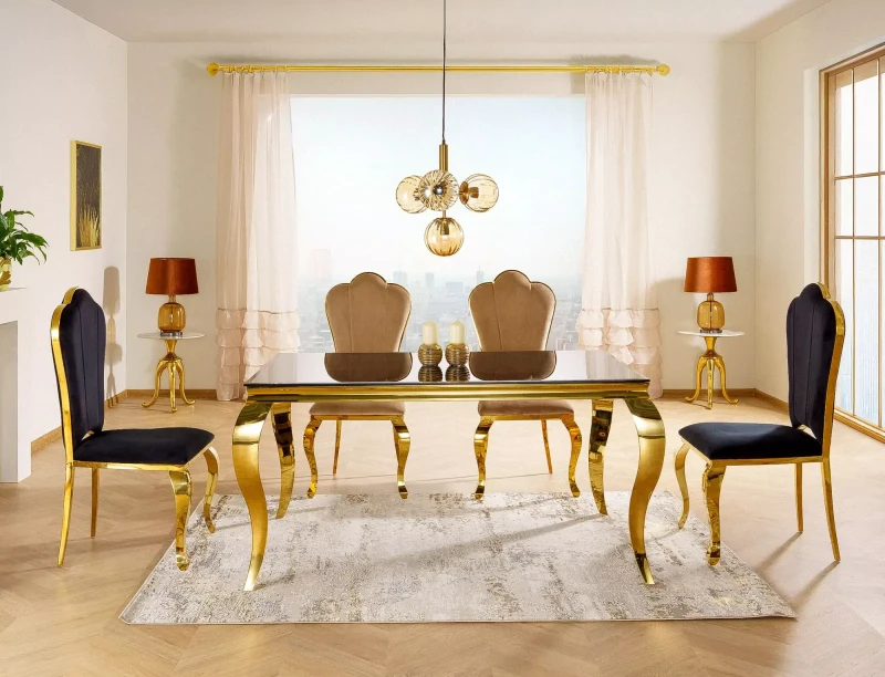 Stół Prince 150x90 cm czarny/złoty