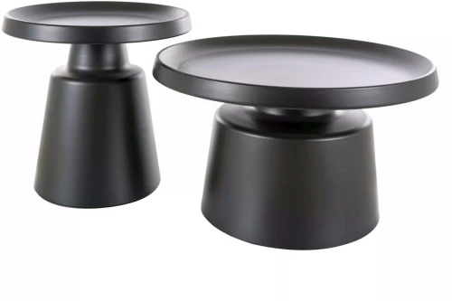 Zestaw stolików kawowych Rodos okrągłe do salonu czarny mat