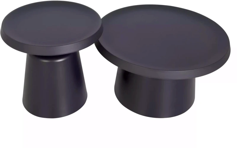 Zestaw stolików kawowych Rodos okrągłe do salonu czarny mat