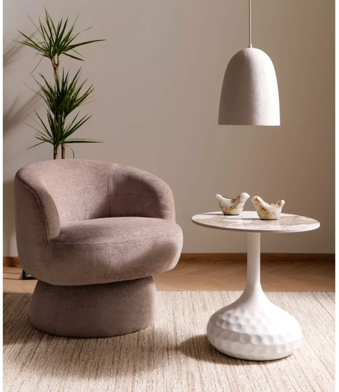 Stolik kawowy Salo B ceramiczny do salonu 50 cm biały efekt marmuru