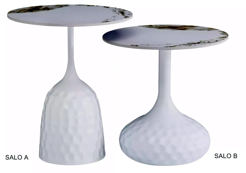 Stolik kawowy Salo B ceramiczny do salonu 50 cm biały efekt marmuru