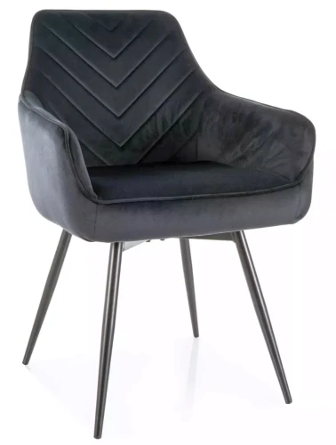Krzesło tapicerowane Servio Velvet z obrotowym siedziskiem do jadalni czarny Bluvel 19