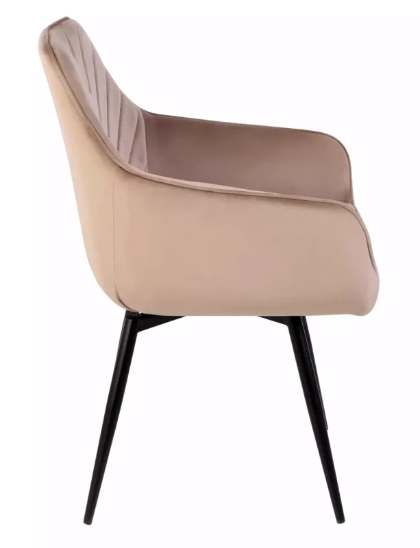 Krzesło tapicerowane Servio Velvet z obrotowym siedziskiem do jadalni ciemny beż Bluvel 40