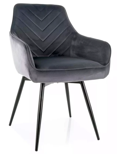 Krzesło tapicerowane Servio Velvet z obrotowym siedziskiem do jadalni szary Bluvel 14