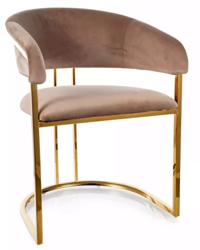 Krzesło tapicerowane Tulipe Velvet w stylu glamour do jadalni złoty/beżowy Bluvel 28