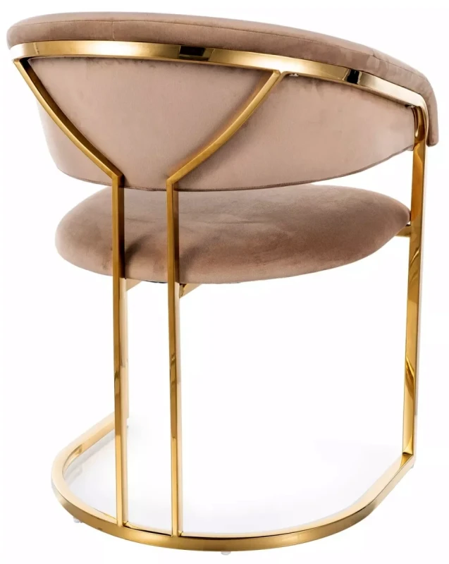 Krzesło tapicerowane Tulipe Velvet w stylu glamour do jadalni złoty/beżowy Bluvel 28