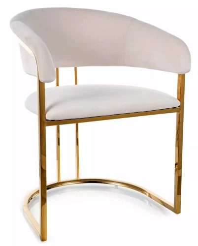 Krzesło tapicerowane Tulipe Velvet w stylu glamour do jadalni złoty/jasny beżowy Bluvel 22
