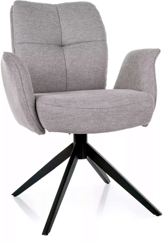 Krzesło tapicerowane Wing Brego z obrotowym siedziskiem do salonu jasny szary