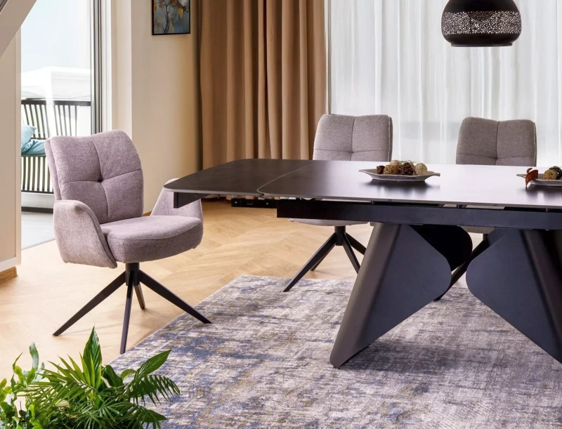 Krzesło tapicerowane Wing Brego z obrotowym siedziskiem do salonu jasny szary