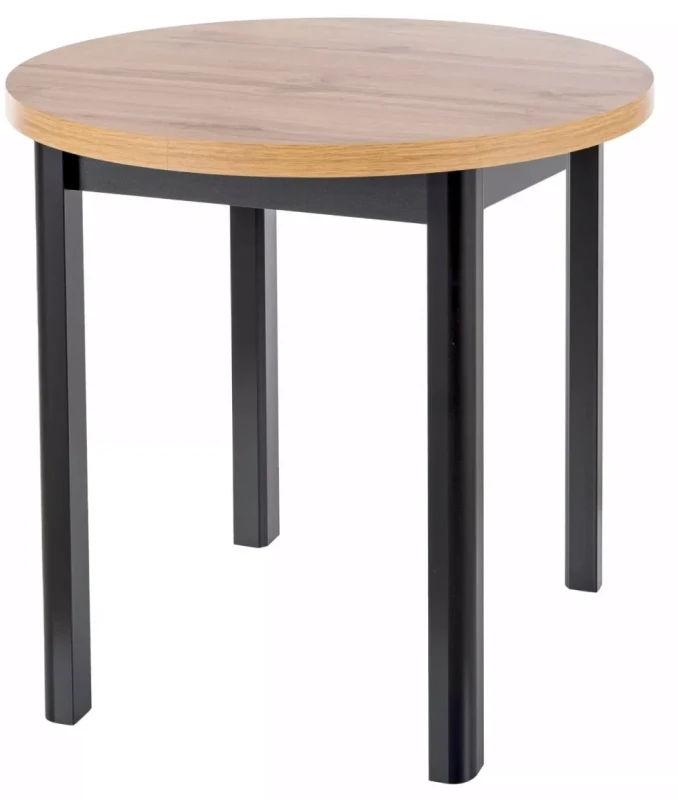Stół Adam okrągły do jadalni 80 cm dąb artisan/czarny mat