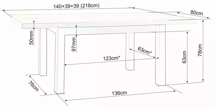 Stół rozkładany Presto 140-218 cm kaszmir/dąb cremona torro
