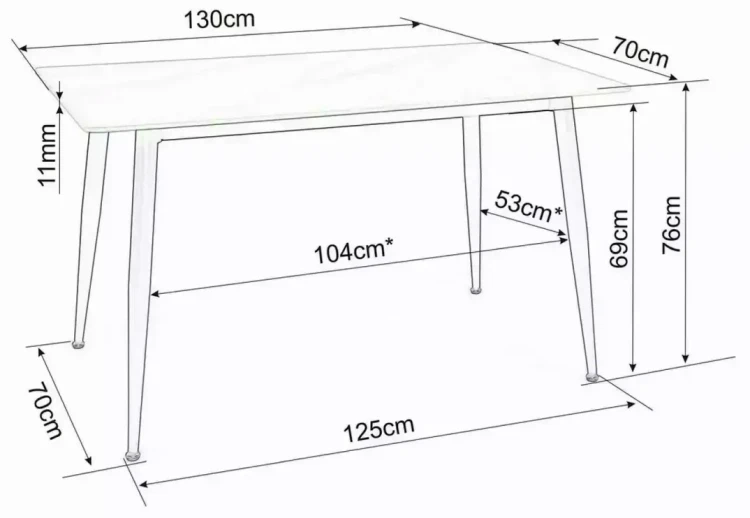 Stół Rion 130x70 cm czarny mat