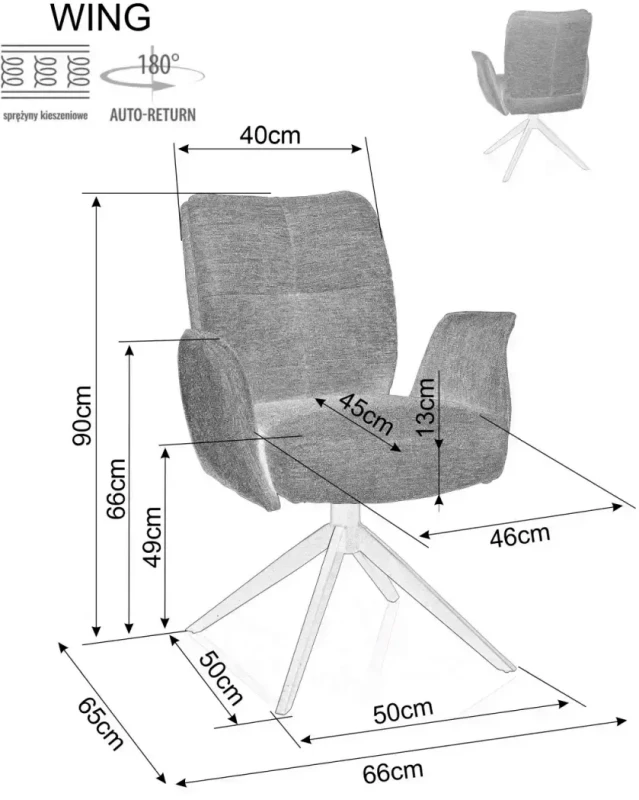 Krzesło tapicerowane Wing Brego z obrotowym siedziskiem do salonu cappuccino