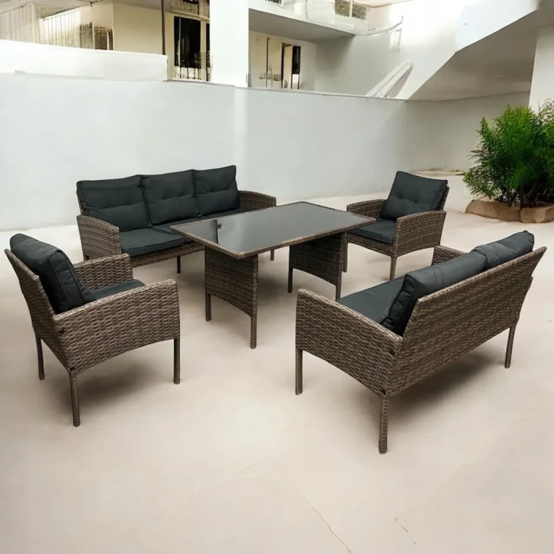 Zestaw mebli ogrodowych z technorattanu Puertorico Jasny brąz