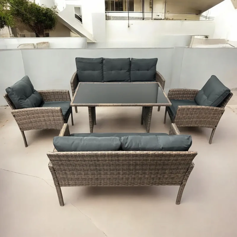 Zestaw mebli ogrodowych z technorattanu Puertorico Jasny brąz