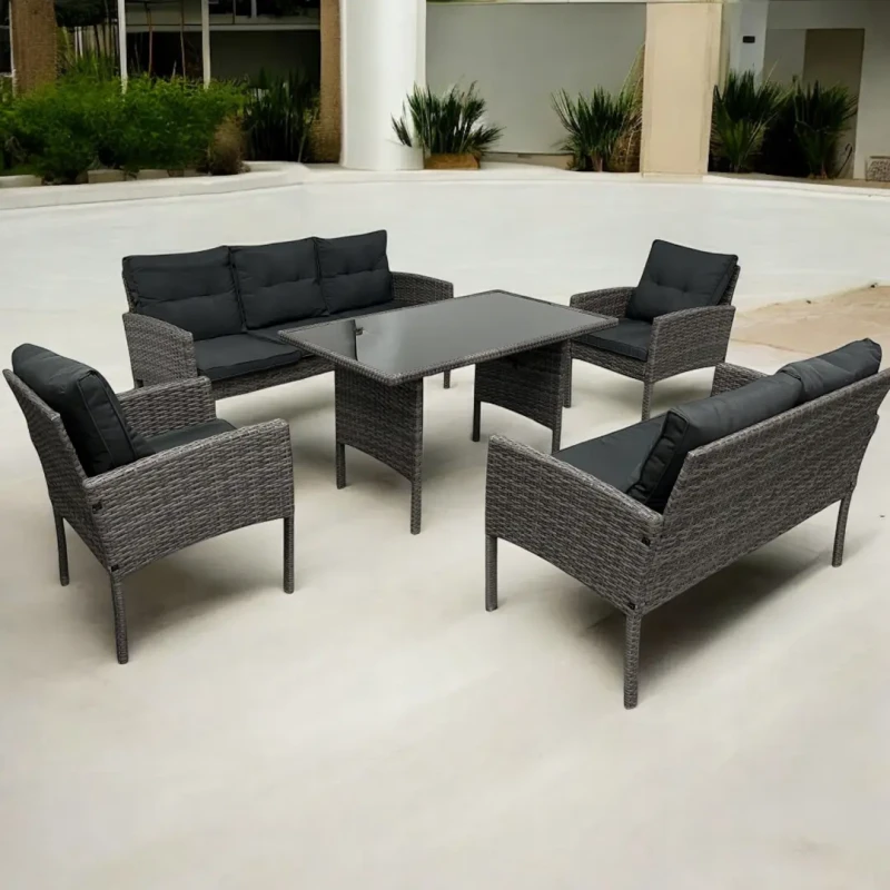 Zestaw mebli ogrodowych z technorattanu Puertorico Szary