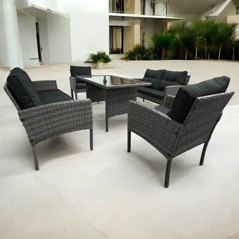 Zestaw mebli ogrodowych z technorattanu Puertorico Szary