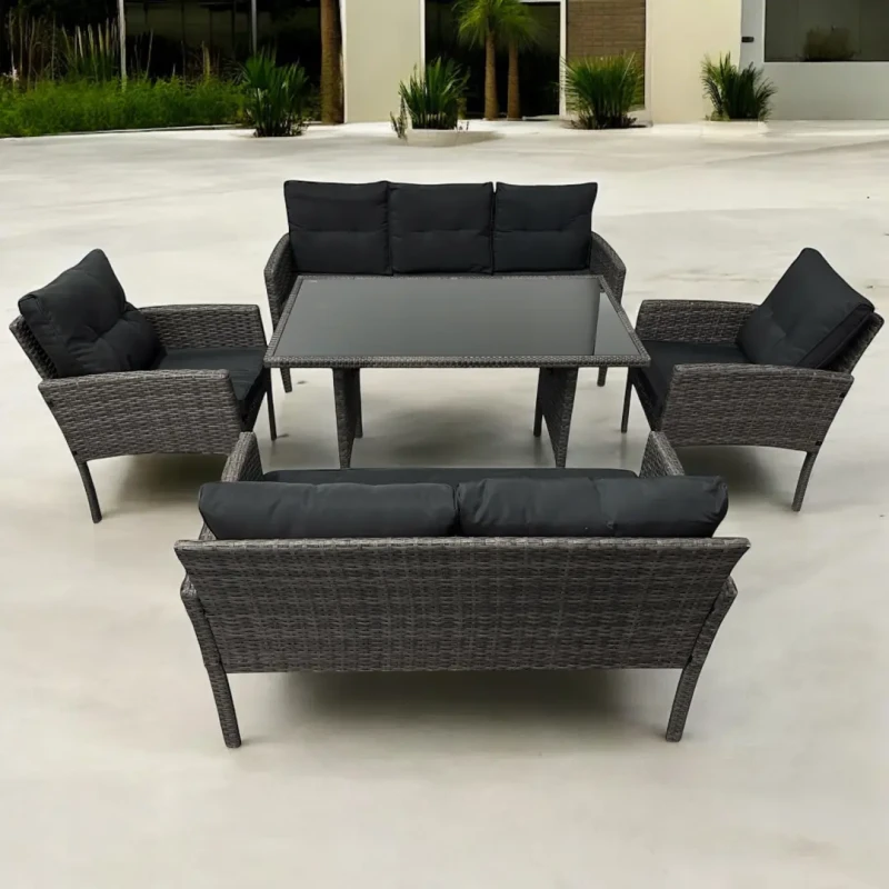 Zestaw mebli ogrodowych z technorattanu Puertorico Szary