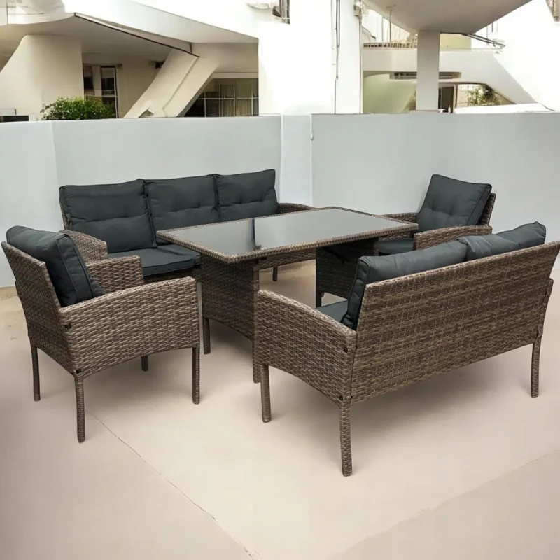 Zestaw mebli ogrodowych z technorattanu Puertorico Jasny brąz