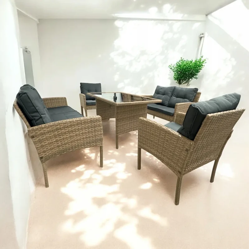 Zestaw mebli ogrodowych z technorattanu Puertorico Naturalny