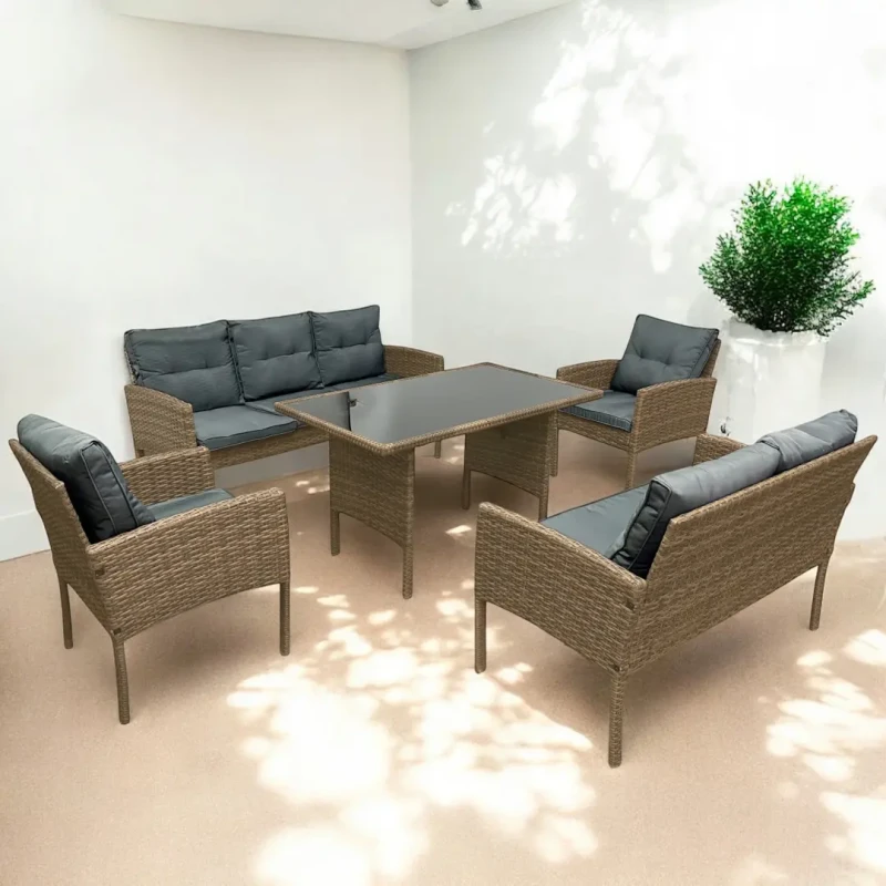 Zestaw mebli ogrodowych z technorattanu Puertorico Naturalny