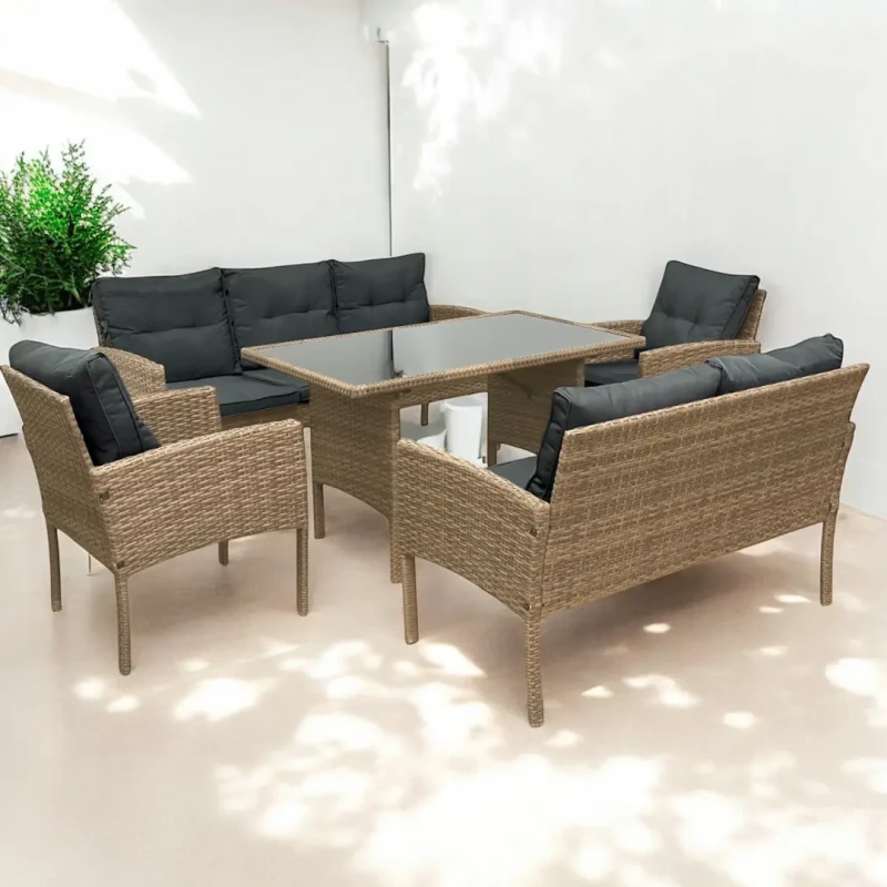 Zestaw mebli ogrodowych z technorattanu Puertorico Naturalny