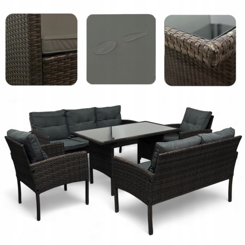 Zestaw mebli ogrodowych z technorattanu Puertorico Brąz