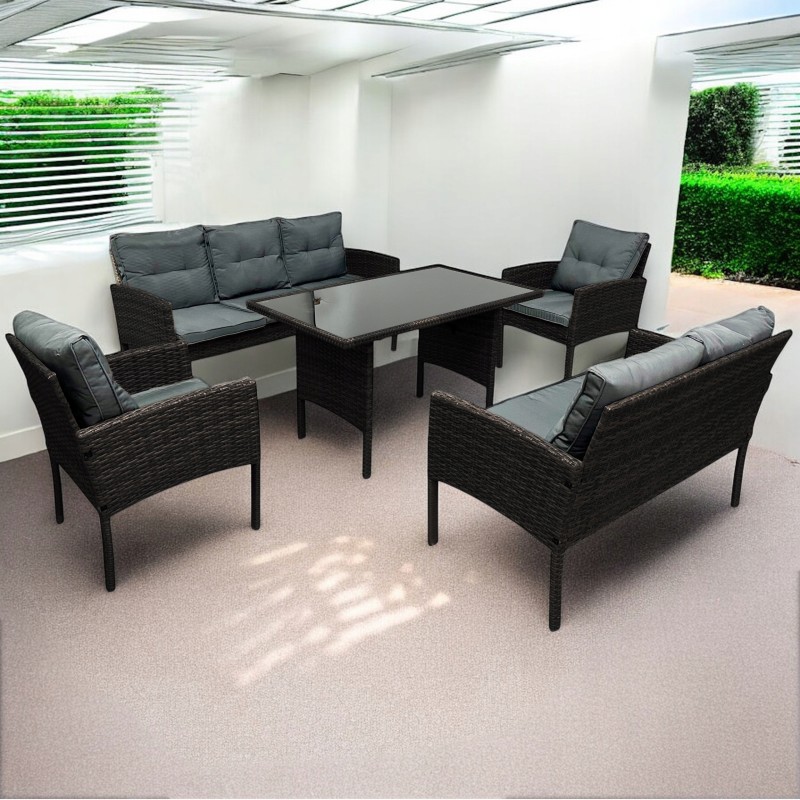 Zestaw mebli ogrodowych z technorattanu Puertorico Brąz