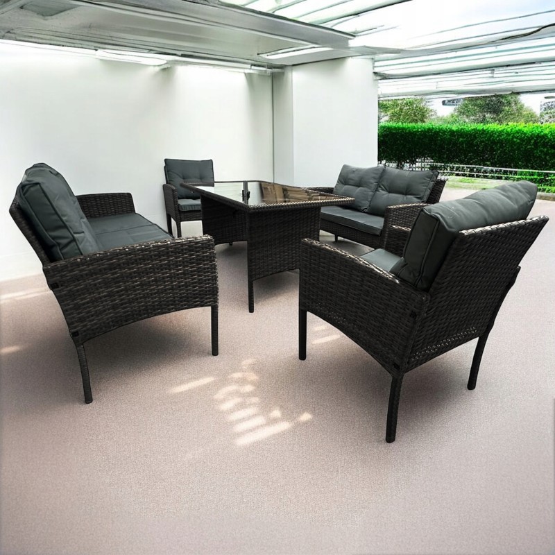 Zestaw mebli ogrodowych z technorattanu Puertorico Brąz