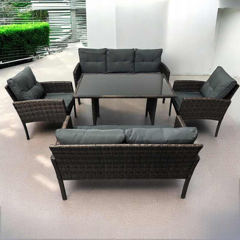 Zestaw mebli ogrodowych z technorattanu Puertorico Brąz