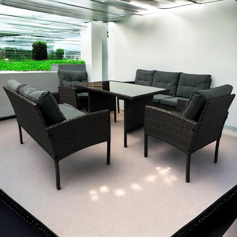 Zestaw mebli ogrodowych z technorattanu Puertorico Brąz