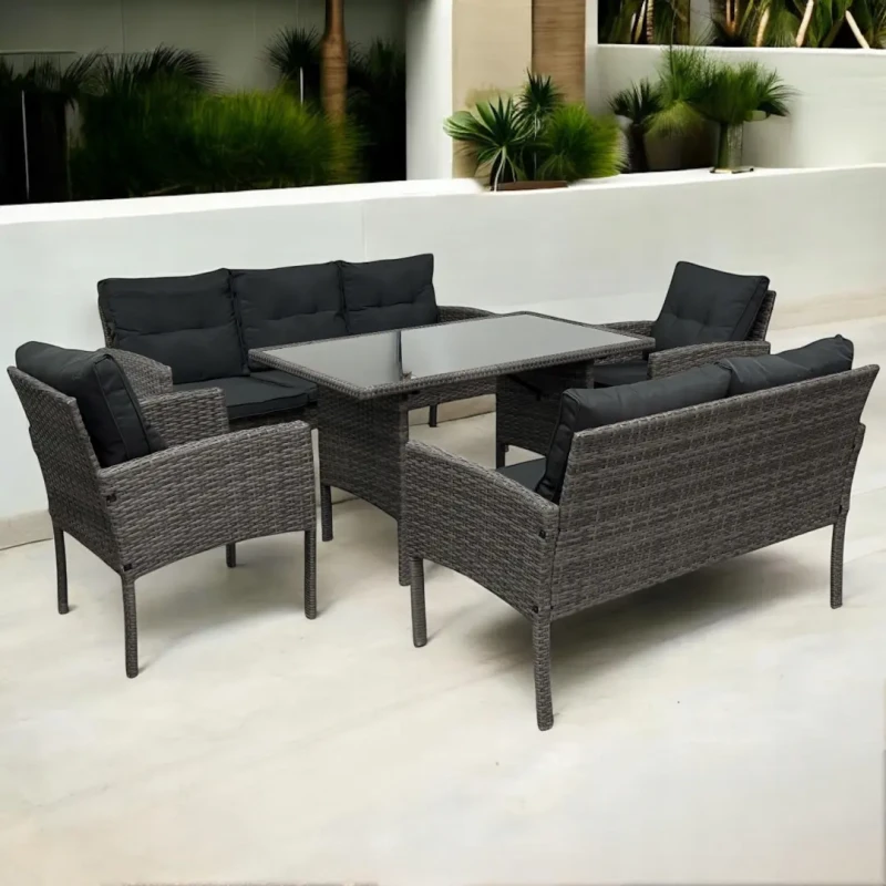 Zestaw mebli ogrodowych z technorattanu Puertorico Szary