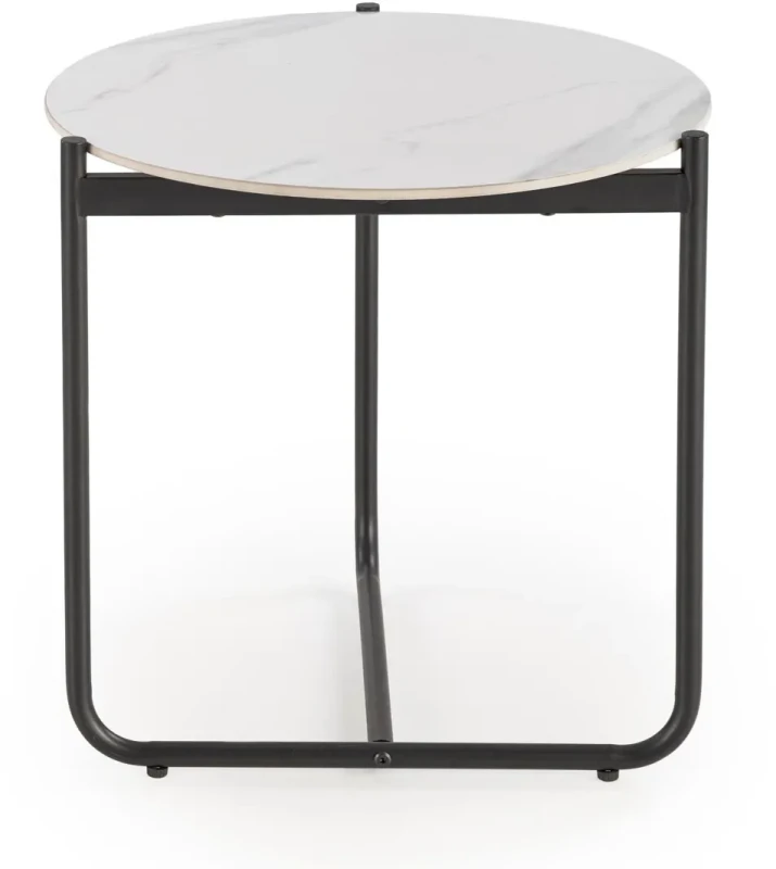 Stolik kawowy Acuna S okrągły do salonu 50 cm biały marmur