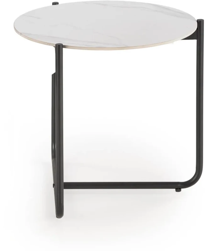 Stolik kawowy Acuna S okrągły do salonu 50 cm biały marmur