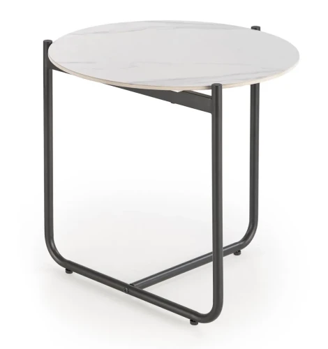 Stolik kawowy Acuna S okrągły do salonu 50 cm biały marmur