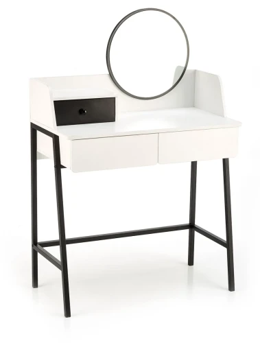 Toaletka z lustrem Agnes nowoczesna do sypialni 80 cm biały/czarny